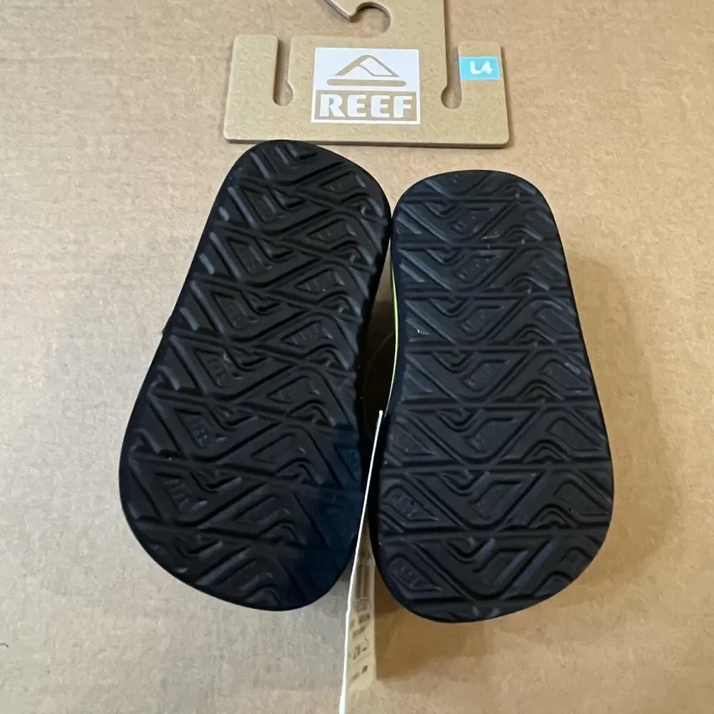 Reef Shoes Toddler Size 4 Black Blue Little Ahi Back Strap Flip Flop Sandals